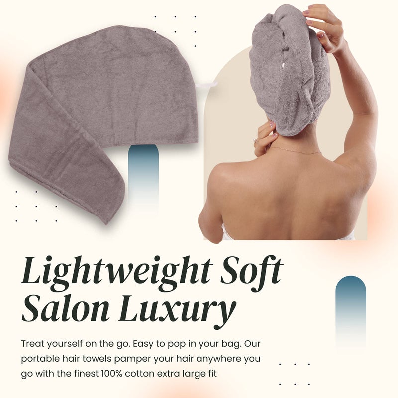 Aspen5 Extra Large Waffle Cotton Hair Towel Wrap - 30 inches Long, 400 GSM, Ultra Absorbent, Quick Dry Hair Turban for Women, Ideal for Long and Curly Hair, Perfect for Plopping (Grey) - Image 5